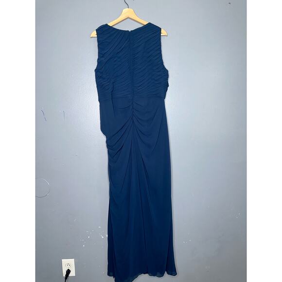 Alex Evenings Navy Pleated Chiffon Ruched Sleeveless Gown Formal Dress 16W Plus - Picture 6 of 6